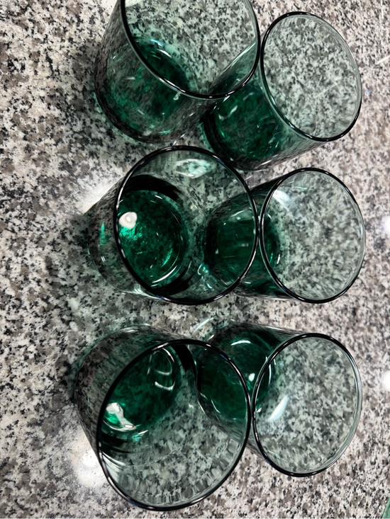 uknown Other - Set of 6 Emerald Green Glass Tumblers - Home Dining Drinkware